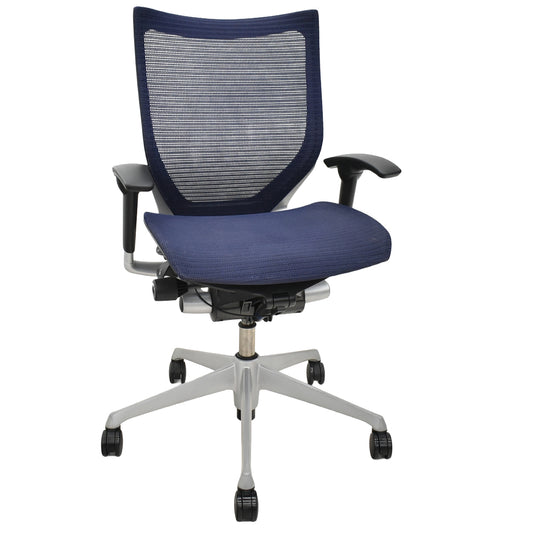 【中古】オカムラ　バロン　ローバック　可動肘　シルバー脚　肘パッド新品 2025091605【中古オフィス家具】