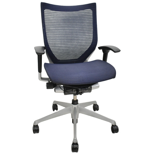 【中古】オカムラ　バロン　ローバック　可動肘　シルバー脚　肘パッド新品　2025091702【中古オフィス家具】