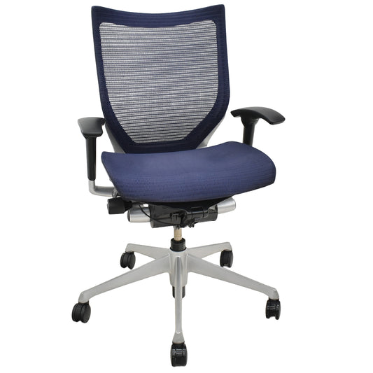 【中古】オカムラ　バロン　ローバック　可動肘　シルバー脚　肘パッド新品　2025091704【中古オフィス家具】