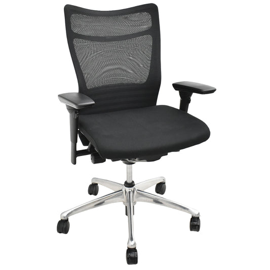 【中古】オカムラ　フィーゴ メッシュEX　可動肘　アルミポリッシュ脚　ブラック　2025092206【中古オフィス家具】