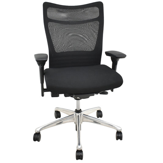 【中古】オカムラ　フィーゴ メッシュEX　可動肘　アルミポリッシュ脚　ブラック　2025092501【中古オフィス家具】