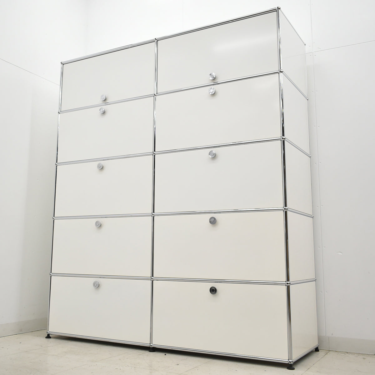 【中古】[送料お見積り商品]USM Haller　ハラーキャビネット　２列５段　ホワイト　幅1525　2025092601【中古オフィス家具】