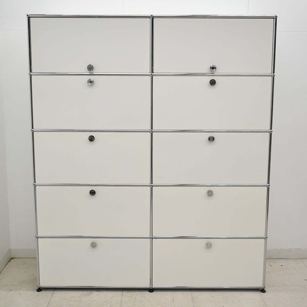 【中古】[送料お見積り商品]USM Haller　ハラーキャビネット　２列５段　ホワイト　幅1525　2025092601【中古オフィス家具】
