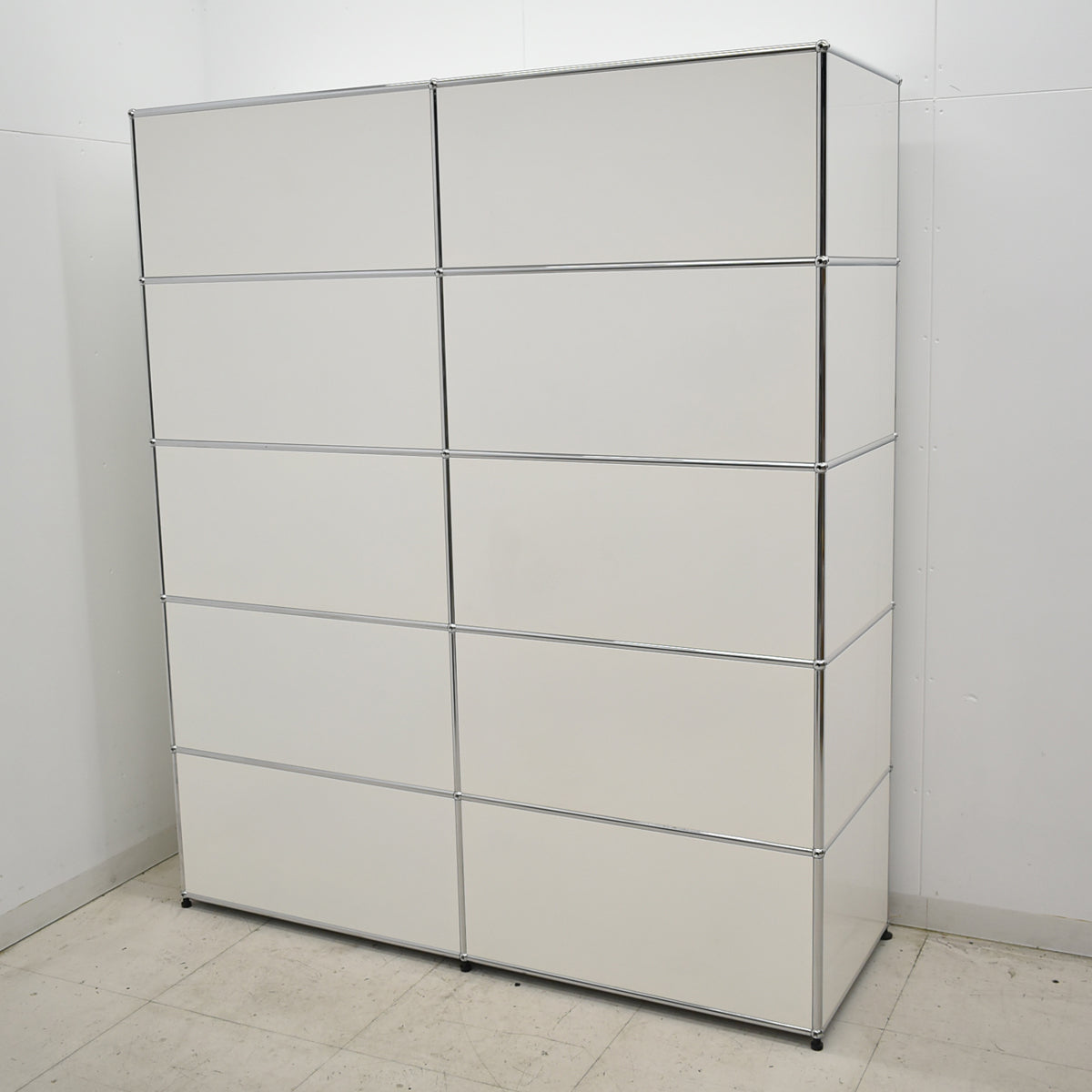 【中古】[送料お見積り商品]USM Haller　ハラーキャビネット　２列５段　ホワイト　幅1525　2025092601【中古オフィス家具】