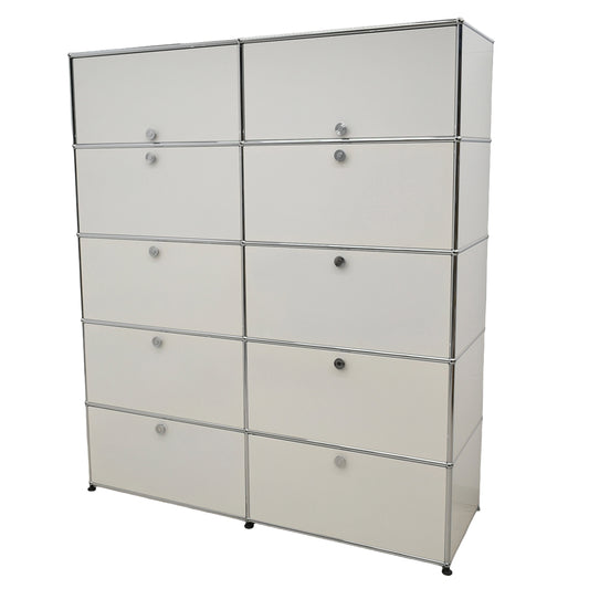 【中古】[送料お見積り商品]USM Haller　ハラーキャビネット　２列５段　ホワイト　幅1525　2025092601【中古オフィス家具】