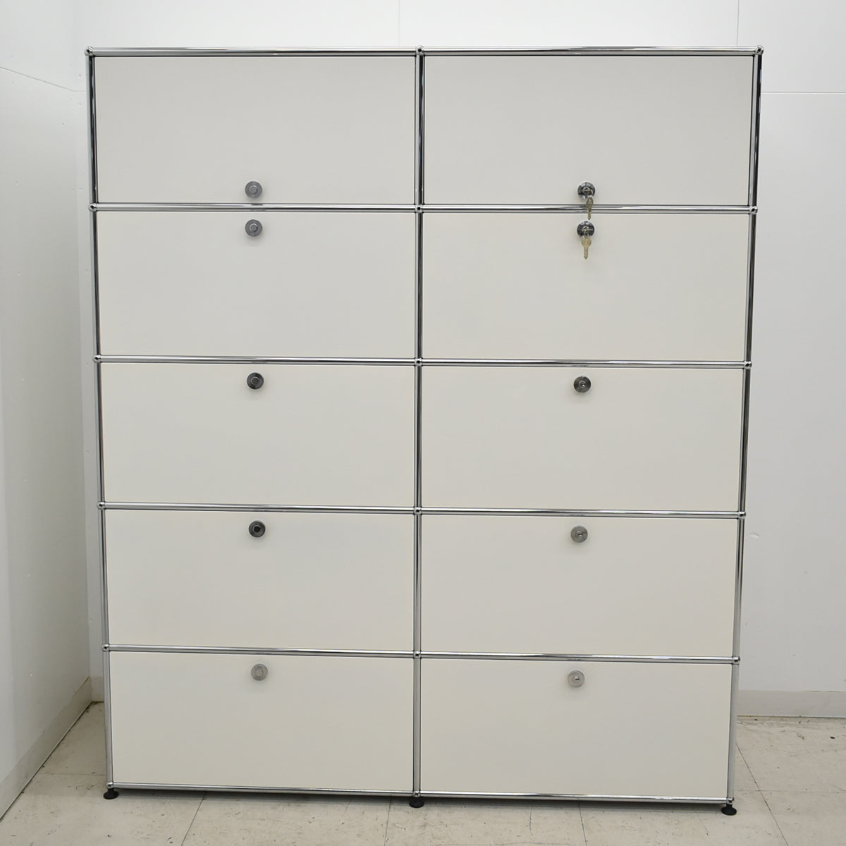 【中古】[送料お見積り商品]USM Haller　ハラーキャビネット　２列５段　ホワイト　幅1525　2025092901【中古オフィス家具】