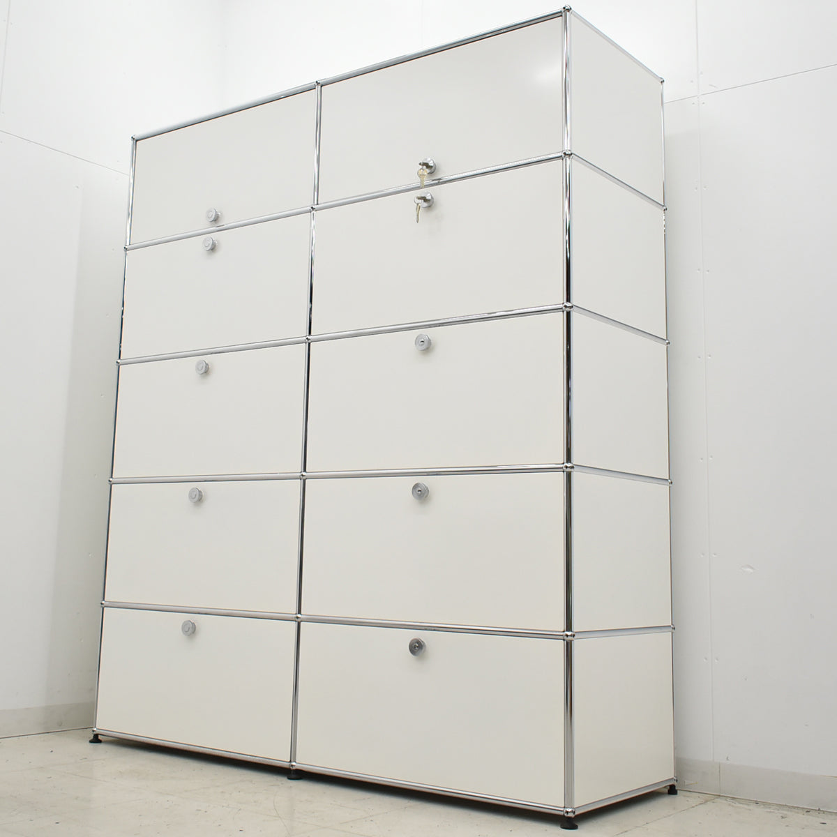 【中古】[送料お見積り商品]USM Haller　ハラーキャビネット　２列５段　ホワイト　幅1525　2025092901【中古オフィス家具】