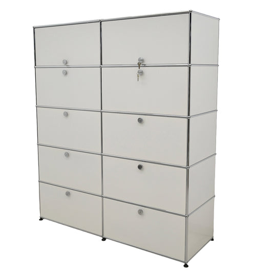 【中古】[送料お見積り商品]USM Haller　ハラーキャビネット　２列５段　ホワイト　幅1525　2025092901【中古オフィス家具】