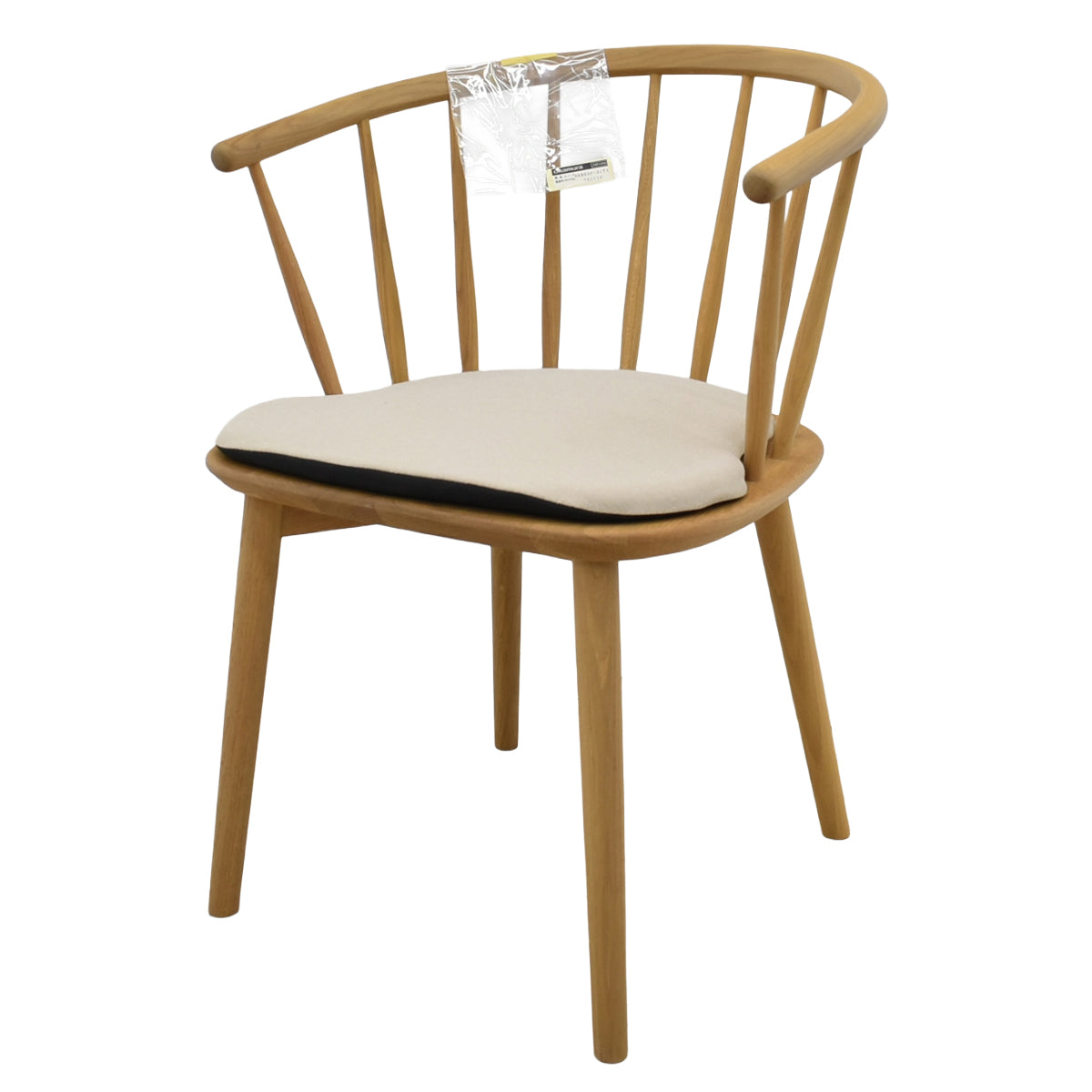 【中古】　[新品未使用品]オカムラ　シェアードスペース　スポークチェア　ダイニングタイプ　ナチュラルフレーム　クッション付　幅570　2025101402【中古オフィス家具】