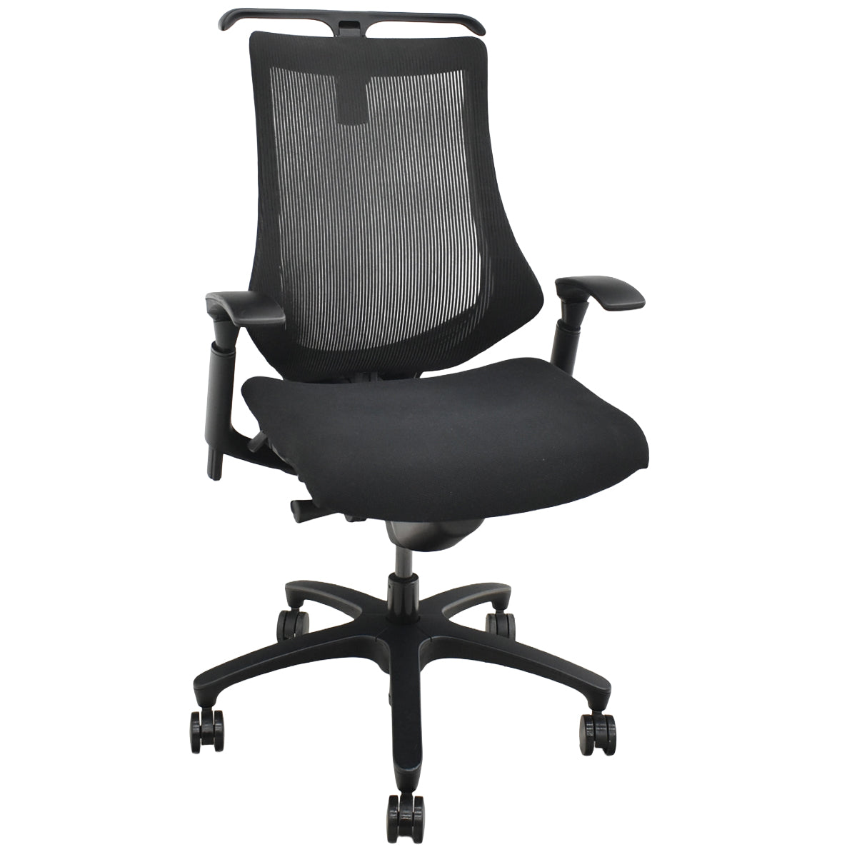 【中古】イトーキ　ｆ・エフチェア　ハイバック　可動肘　ハンガー　ストライプメッシュ　2025101406【中古オフィス家具】