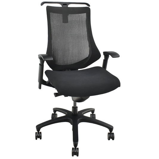 【中古】イトーキ　ｆ・エフチェア　ハイバック　可動肘　ハンガー　ストライプメッシュ　2025101406【中古オフィス家具】