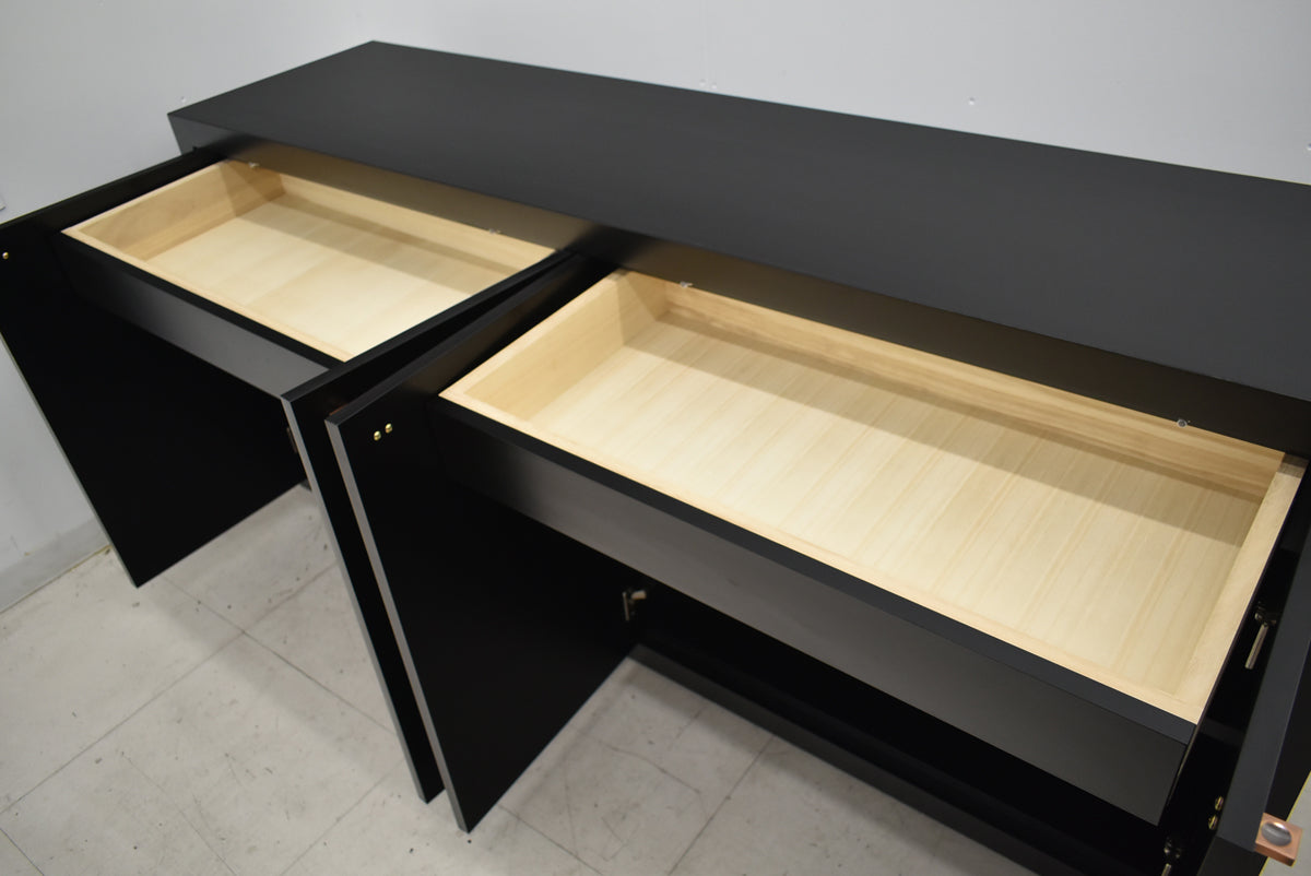 【中古】メーカー不明　高級サイドボード　木製　ソフトクローズ付　内側引出付　幅1800　2025101503【中古オフィス家具】