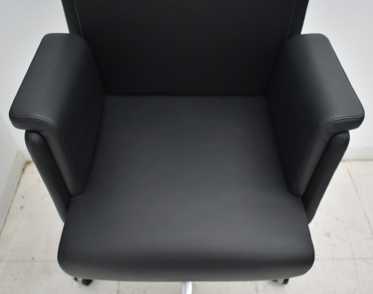 【中古】ウォルター・ノル　JASON　エグゼクティブチェア　総革張り　ブラック　2025102002【中古オフィス家具】