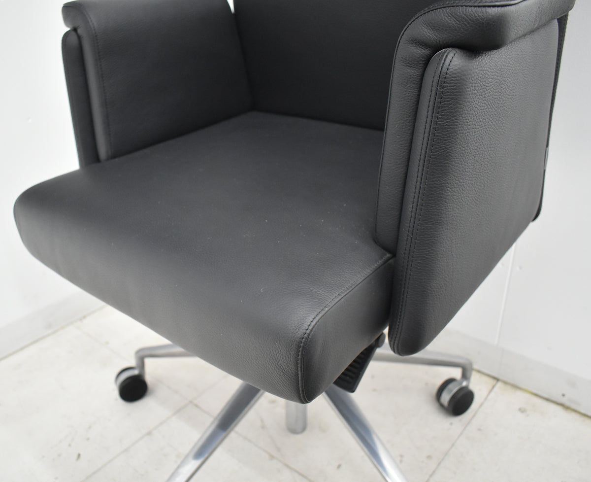 【中古】ウォルター・ノル　JASON　エグゼクティブチェア　総革張り　ブラック　2025102002【中古オフィス家具】
