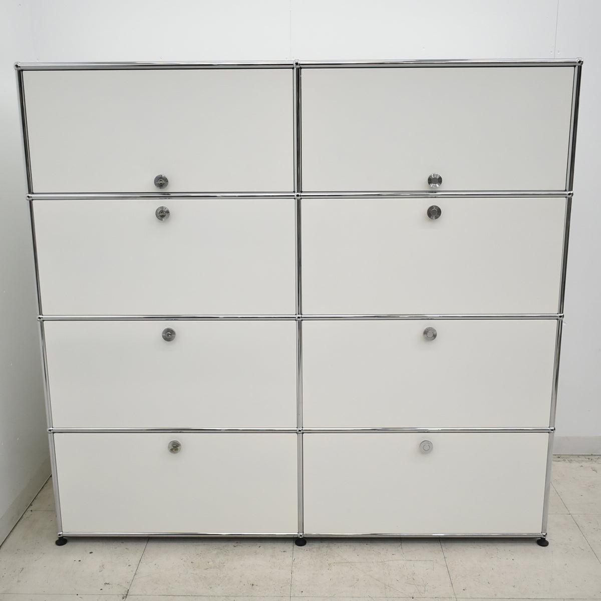 【中古】[送料お見積り商品]USM Haller　ハラーキャビネット　２列４段　ホワイト　幅1525　2025112604【中古オフィス家具】