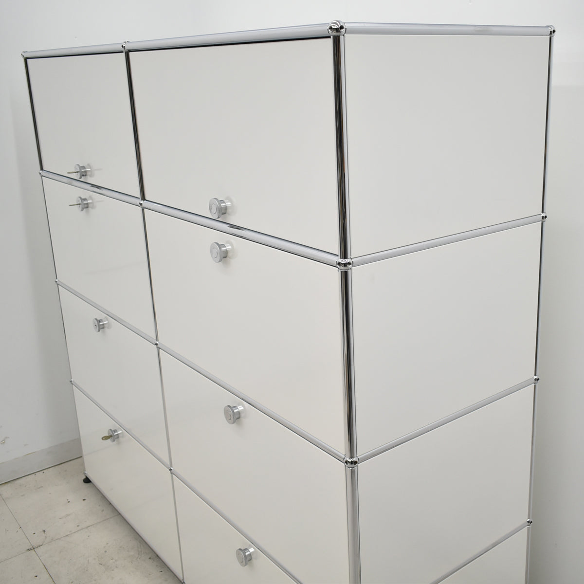 【中古】[送料お見積り商品]USM Haller　ハラーキャビネット　２列４段　ホワイト　幅1525　2025112604【中古オフィス家具】