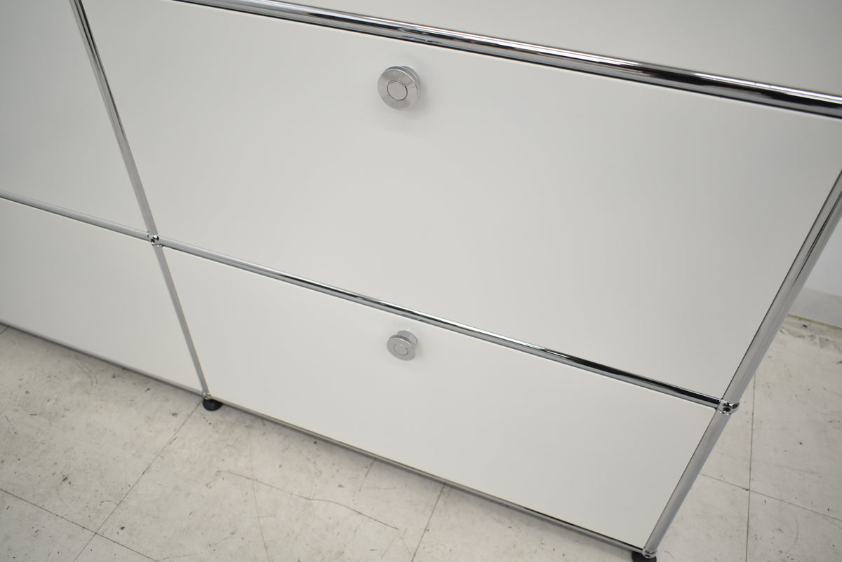 【中古】[送料お見積り商品]USM Haller　ハラーキャビネット　２列４段　ホワイト　幅1525　2025112604【中古オフィス家具】