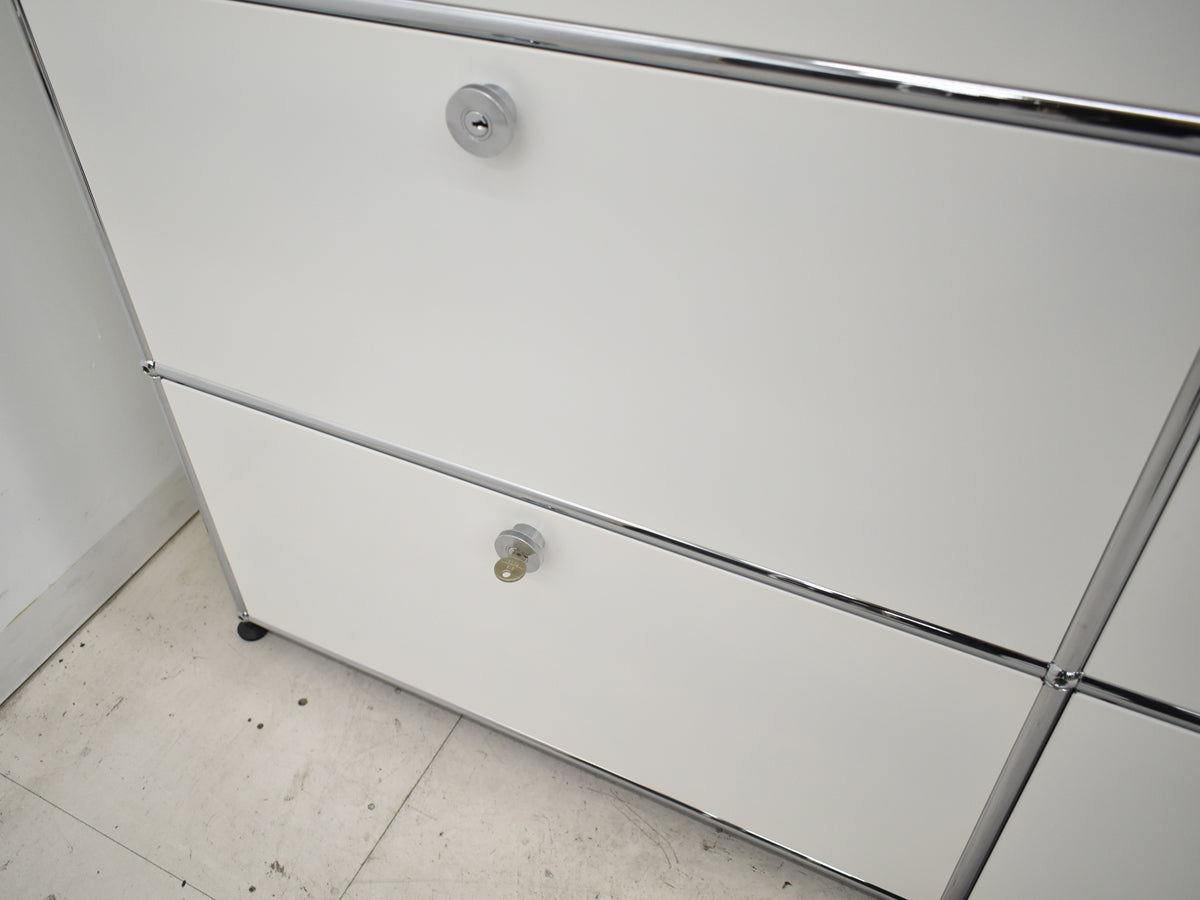 【中古】[送料お見積り商品]USM Haller　ハラーキャビネット　２列４段　ホワイト　幅1525　2025112604【中古オフィス家具】