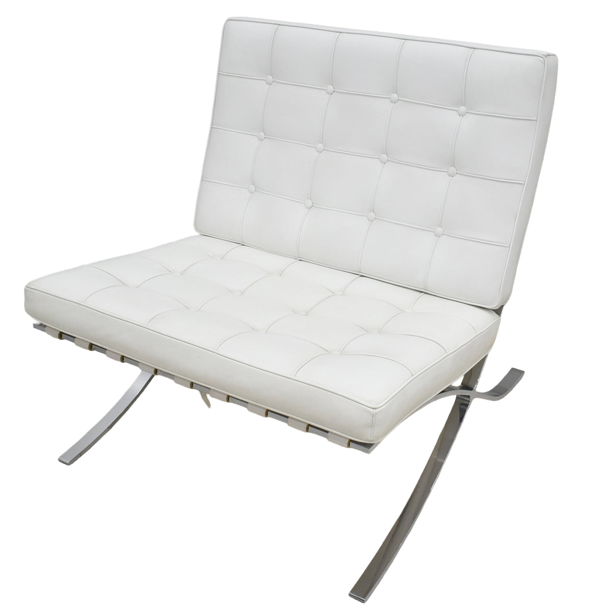 【中古】リプロダクト　バルセロナチェア　本革　幅780　ホワイト　2025112802【中古オフィス家具】