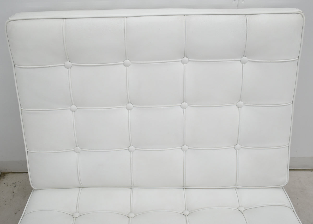 【中古】リプロダクト　バルセロナチェア　本革　幅780　ホワイト　2025112803【中古オフィス家具】