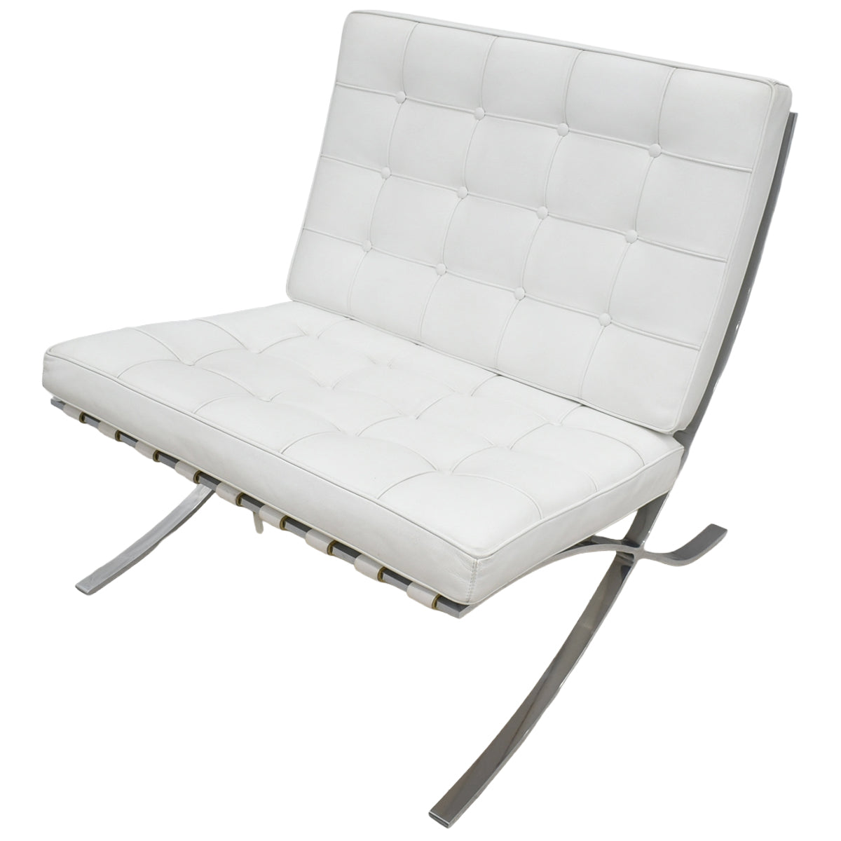 【中古】リプロダクト　バルセロナチェア　本革　幅780　ホワイト　2025112803【中古オフィス家具】