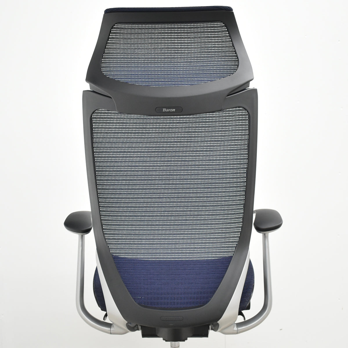 【中古】オカムラ　バロン　エクストラハイバック　ヘッドレスト　固定肘　ダークブルー　2025120101【中古オフィス家具】