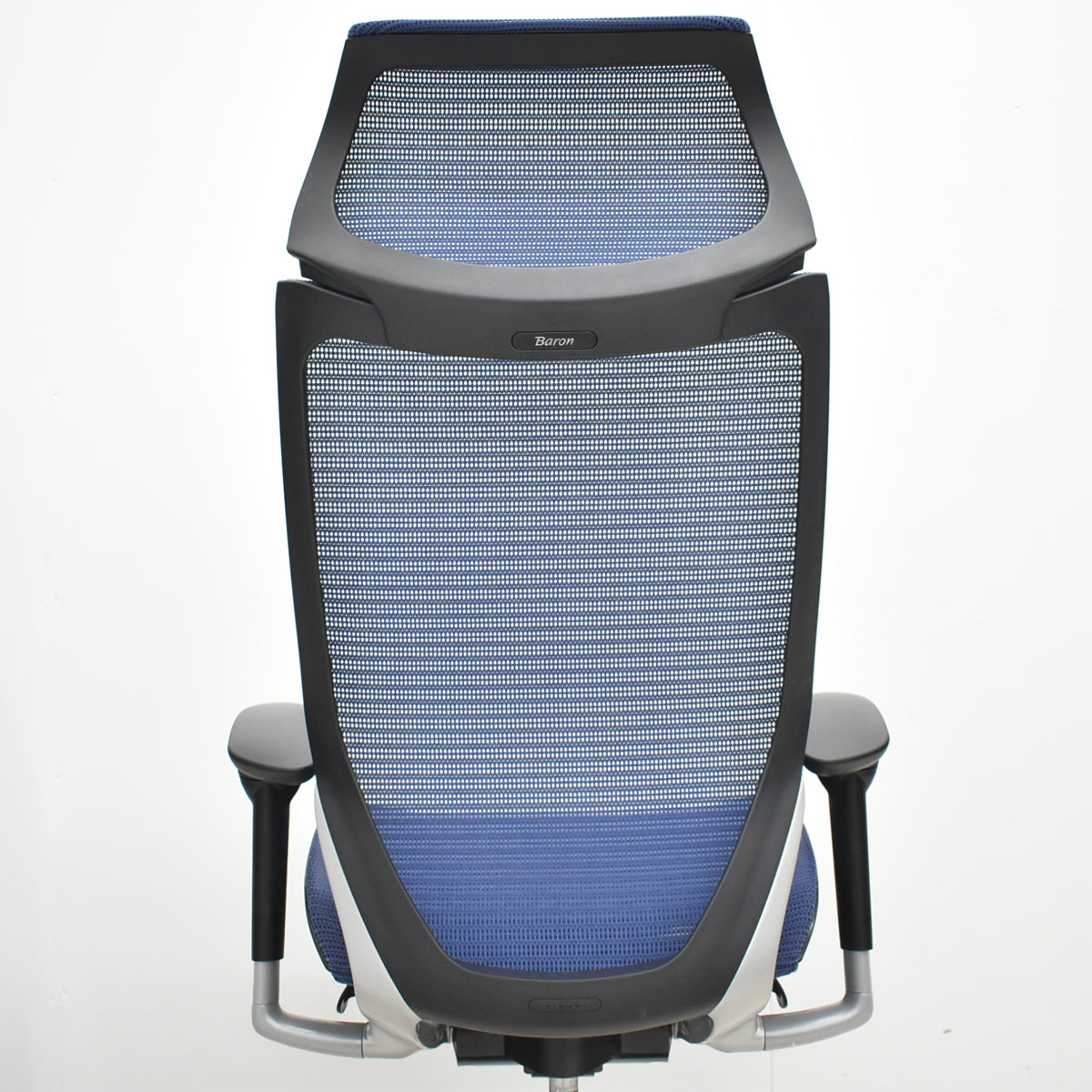 【中古】オカムラ　バロン　エクストラハイバック　ヘッドレスト　可動肘　ミディアムブルー　2025120102【中古オフィス家具】