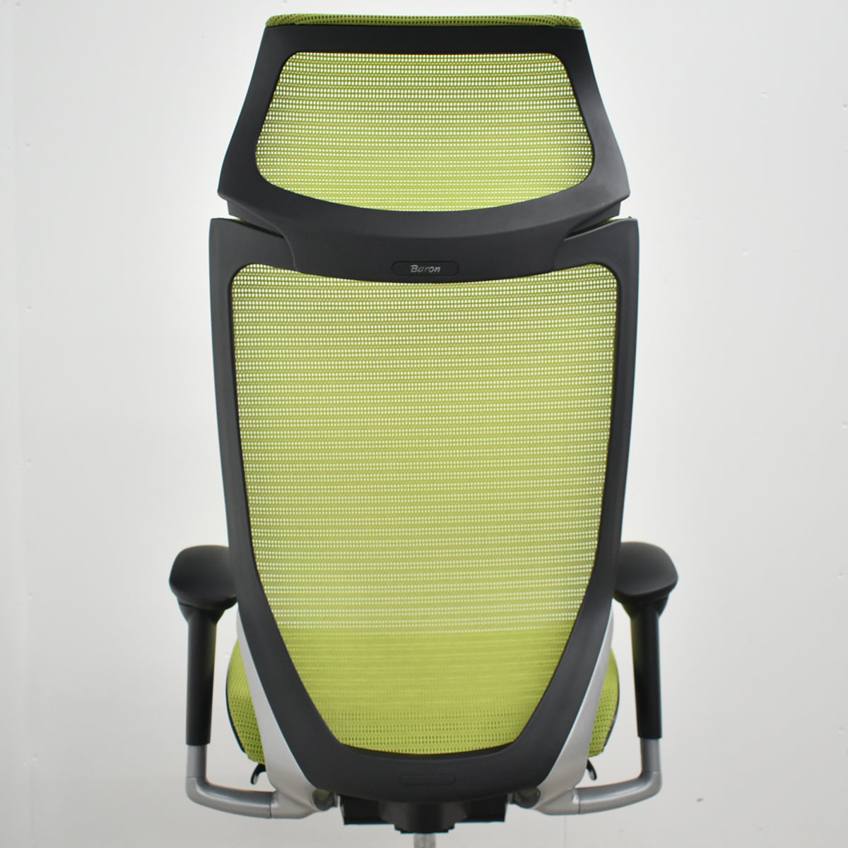 【中古】オカムラ　バロン　エクストラハイバック　ヘッドレスト　可動肘　ライムグリーン　2025120201【中古オフィス家具】
