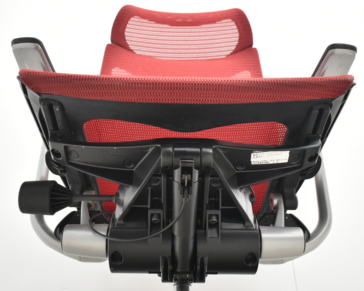 【中古】オカムラ　バロン　エクストラハイバック　ヘッドレスト　固定肘　レッド　2025120202【中古オフィス家具】
