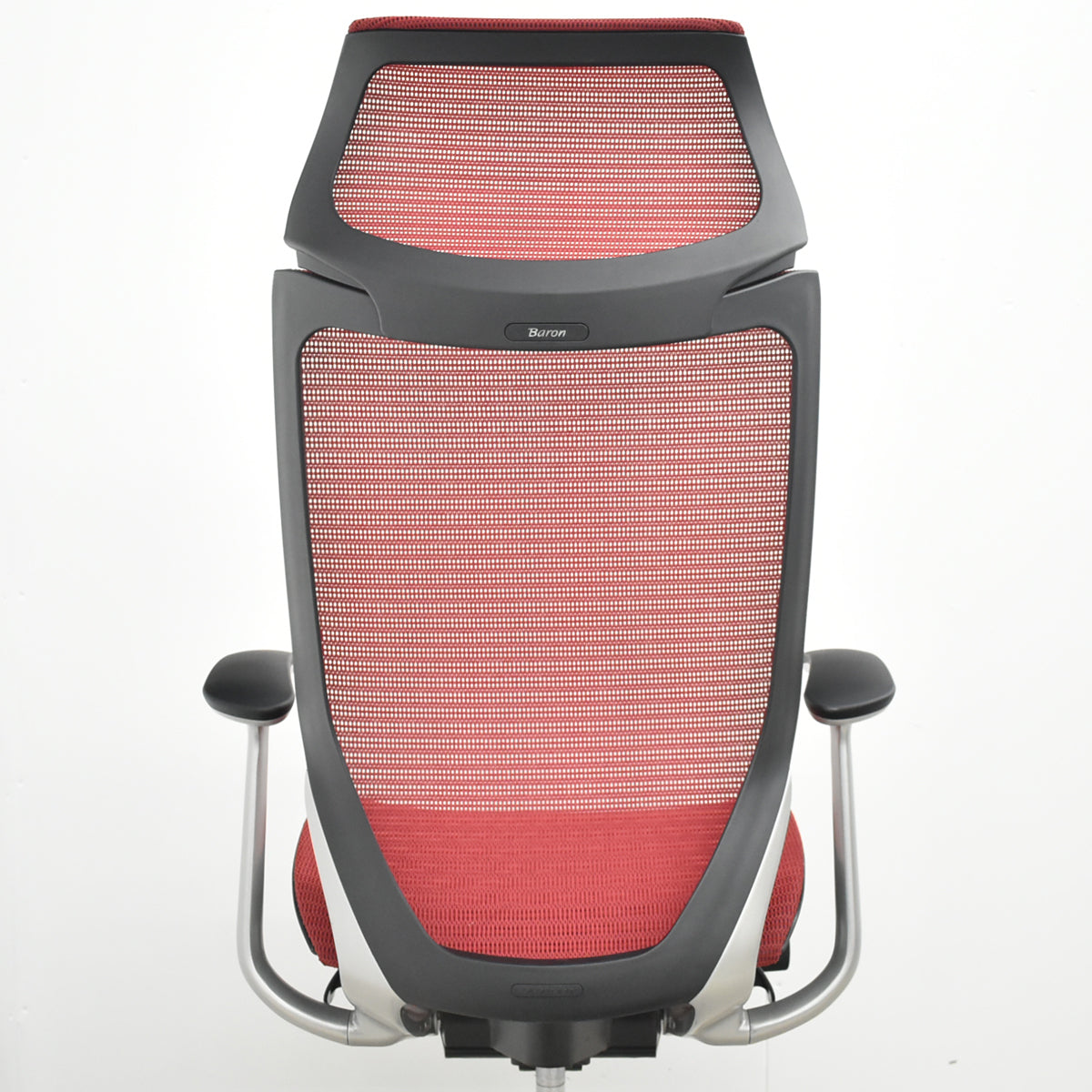 【中古】オカムラ　バロン　エクストラハイバック　ヘッドレスト　固定肘　レッド　2025120202【中古オフィス家具】