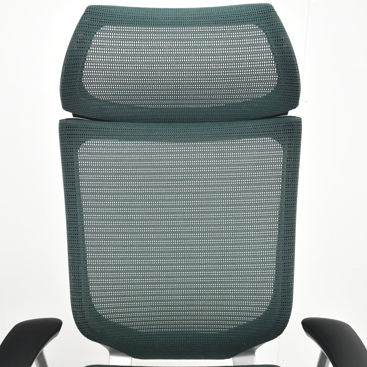 【中古】オカムラ　バロン　エクストラハイバック　ヘッドレスト　固定肘　ダークグリーン　2025120203【中古オフィス家具】