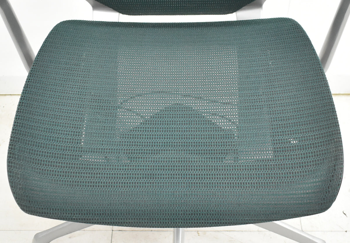 【中古】オカムラ　バロン　エクストラハイバック　ヘッドレスト　固定肘　ダークグリーン　2025120203【中古オフィス家具】