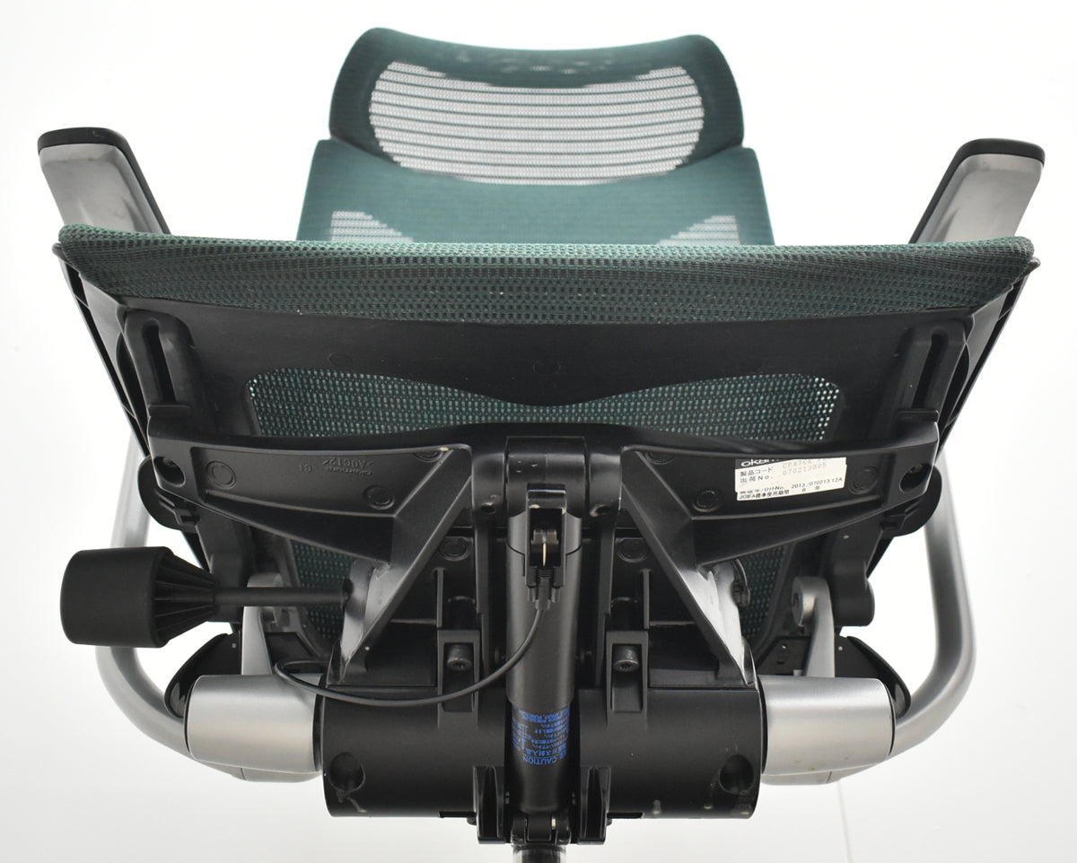 【中古】オカムラ　バロン　エクストラハイバック　ヘッドレスト　固定肘　ダークグリーン　2025120203【中古オフィス家具】