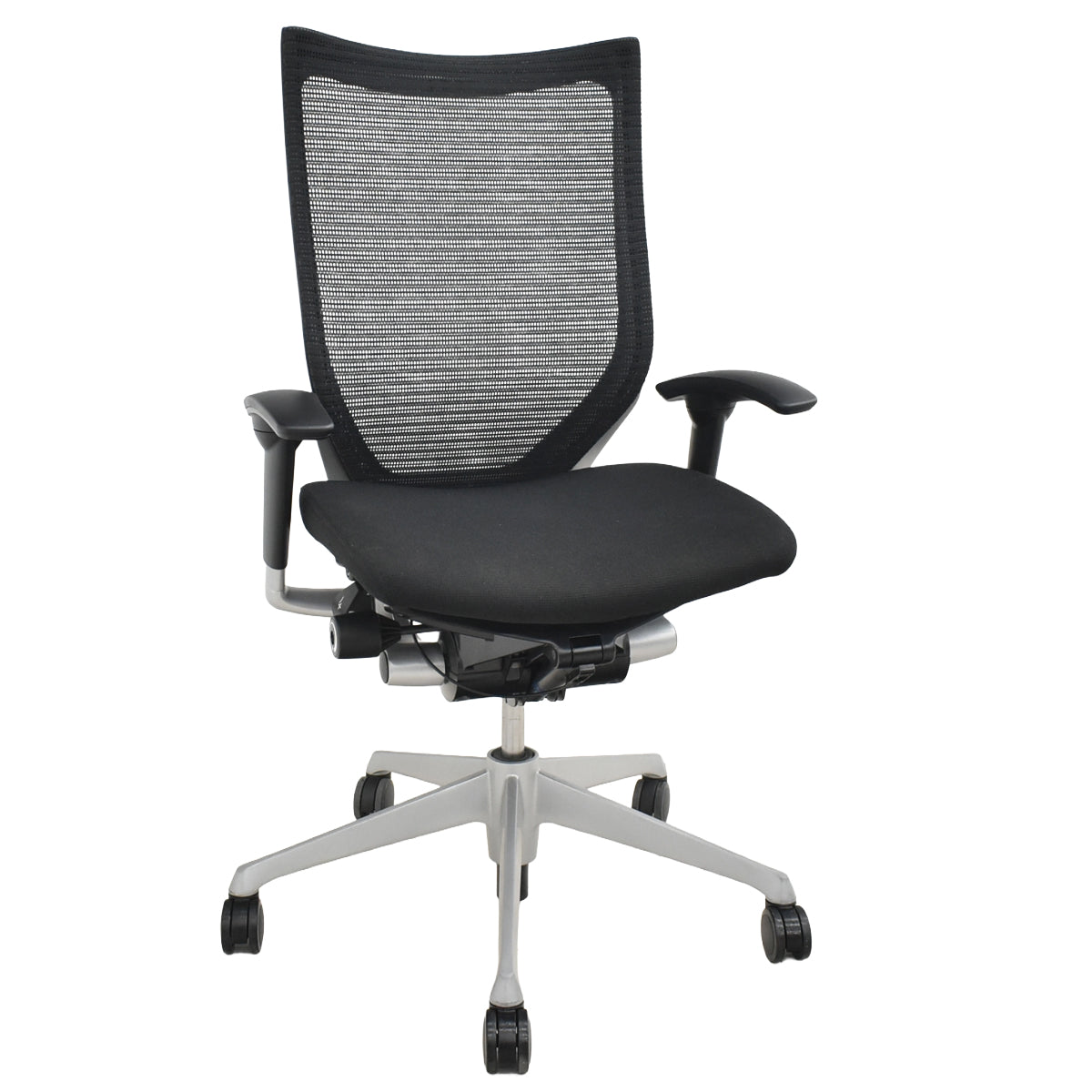 【中古】オカムラ　バロン　ハイバック　可動肘　ウレタンキャスター　ブラック　2025120204【中古オフィス家具】