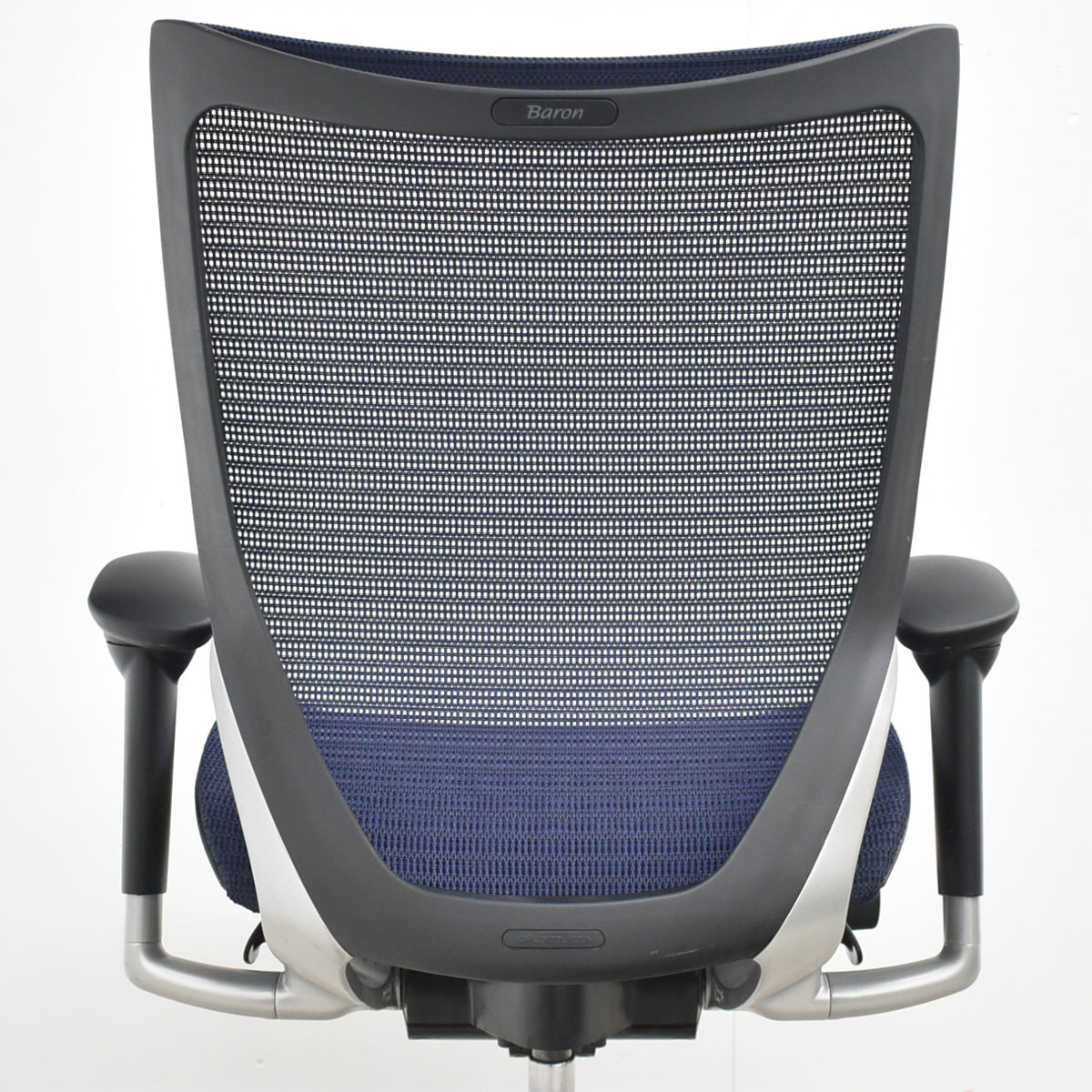 【中古】オカムラ　バロン　ローバック　固定肘（肘パット新品）昇降ガス新品　ダークブルー　2025120302【中古オフィス家具】