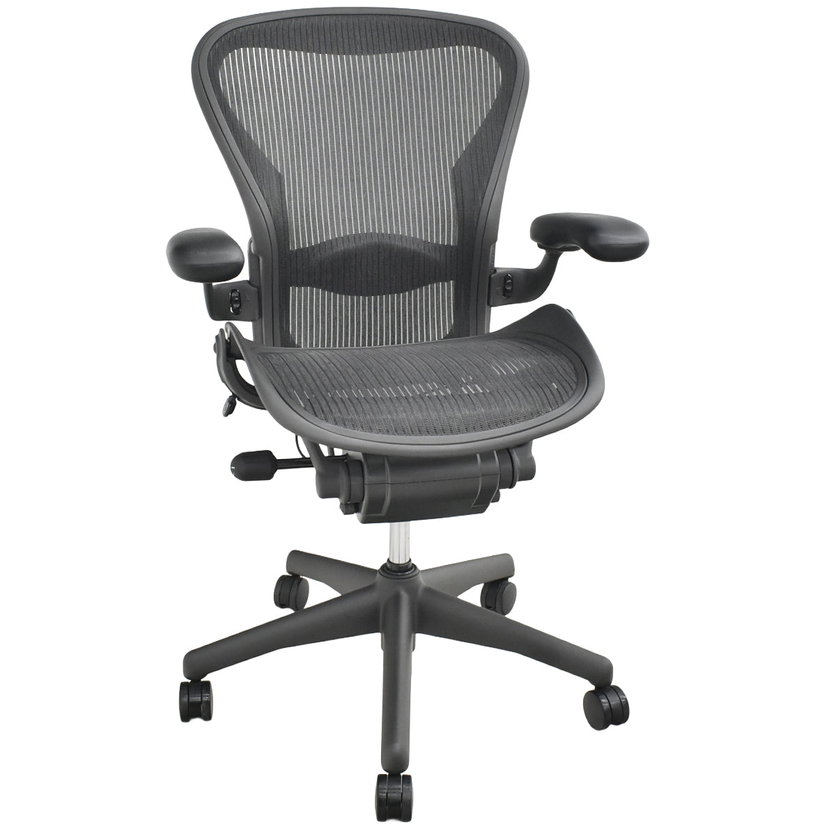 【中古】ハーマンミラー　アーロンチェア　Bサイズ　フル装備　ランバーサポート　ブラック　2025120304【中古オフィス家具】