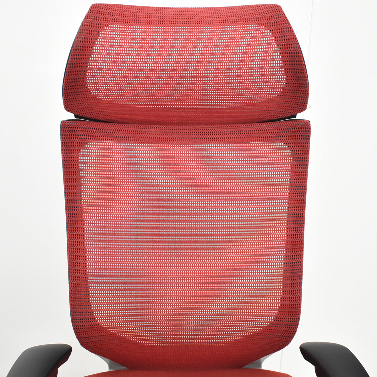 【中古】オカムラ　バロン　エクストラハイバック　ヘッドレスト　固定肘（肘パッド新品）レッド　2025120401【中古オフィス家具】