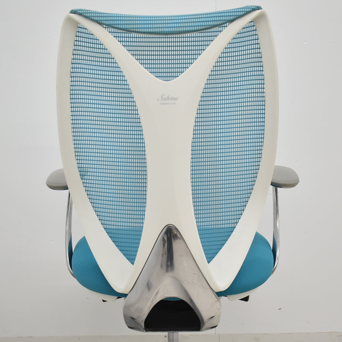 【中古】オカムラ　サブリナ　スタンダード　固定肘　ポリッシュ　前傾機能　ブルーグリーン　2025120501【中古オフィス家具】