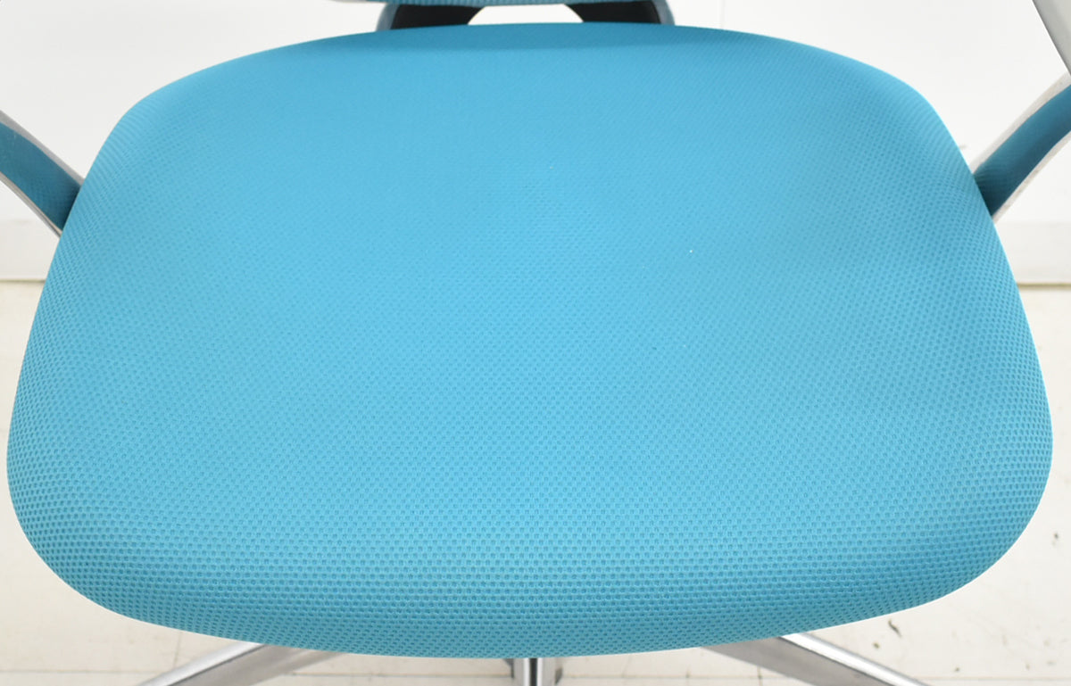 【中古】オカムラ　サブリナ　スタンダード　固定肘　ポリッシュ　前傾機能　ブルーグリーン　2025120501【中古オフィス家具】