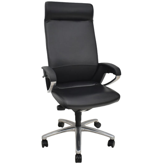 【中古】コクヨ　フィロソフィー　エクストラハイバック　固定肘　エアランバーサポート　ポリッシュ脚　ブラック革張り　2025120801【中古オフィス家具】