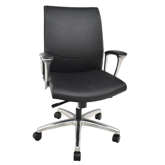 【中古】オカムラ　CEシリーズ　エグゼクティブチェア 固定肘　総革張り　ブラック　ポリッシュ 2024年製　2025120901【中古オフィス家具】