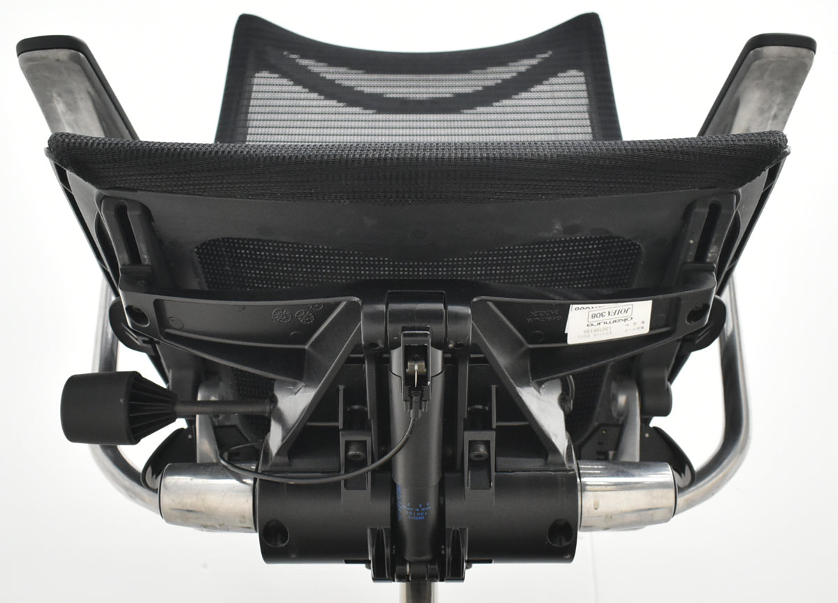 【中古】オカムラ　バロン　ハイバック　固定肘　ポリッシュ　肘パッド新品交換済　ブラック　2025121102【中古オフィス家具】