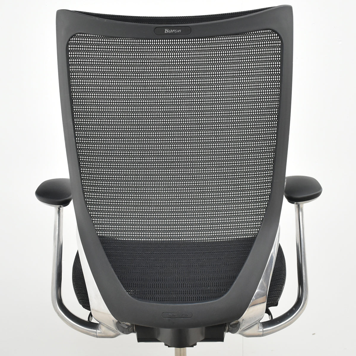 【中古】オカムラ　バロン　ハイバック　固定肘　ポリッシュ　肘パッド新品交換済　ブラック　2025121102【中古オフィス家具】