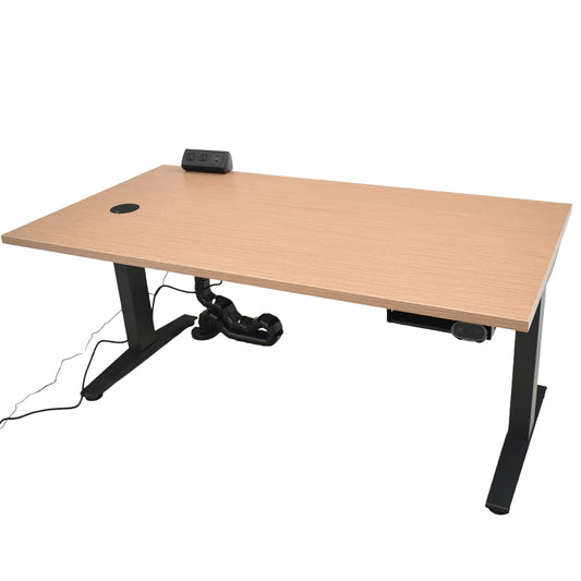 【中古】ハーマンミラー　オーグメントレシオ　電動昇降デスク　ワイヤレス充電器　電源タップ（クランプ式）幅1475　ナチュラル　2025121604【中古オフィス家具】