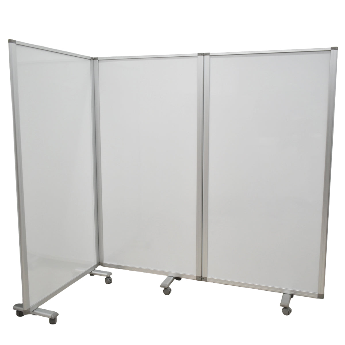 【中古】メーカー不明　３連パーテーション　ホワイトボードスクリーン　キャスター付　ホワイト　幅2700　2025121702【中古オフィス家具】