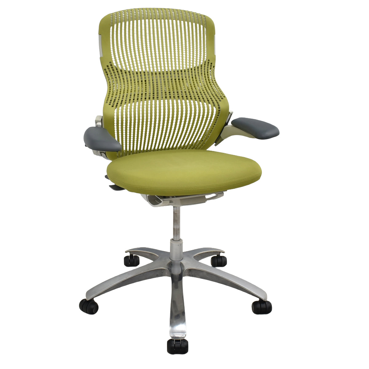 【中古】Knoll　ジェネレーション　可動肘（ハイパフォーマンス肘）ポリッシュ脚　グリーン　2025121704【中古オフィス家具】