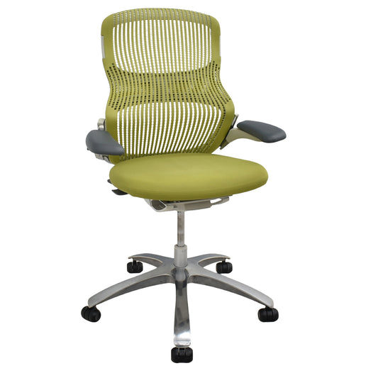 【中古】Knoll　ジェネレーション　可動肘（ハイパフォーマンス肘）ポリッシュ脚　グリーン　2025121704【中古オフィス家具】