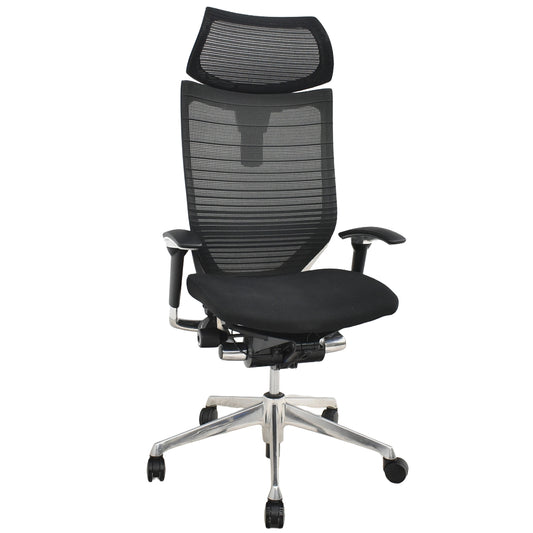 【中古】オカムラ　バロン　エクストラハイバック　可動ヘッドレスト　グラデーションメッシュ（ヘッドレストはグラデーションメッシュではありません）ポリッシュ　ブラック　2025121801【中古オフィス家具】