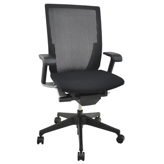 【中古】】[難有]イトーキ　ヴェント　ハイバック　可動肘　ストライプメッシュ　ブラック　2025121804【中古オフィス家具】