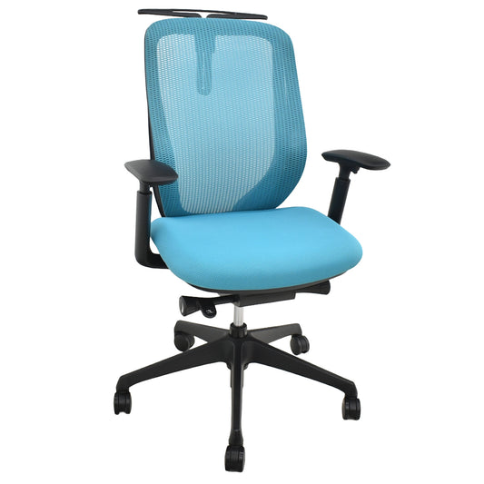 【中古】オカムラ　シルフィー　ハイバック　可動肘　バックカーブアジャスト　前傾機能　ハンガー　ブルーグリーン　2025121805【中古オフィス家具】